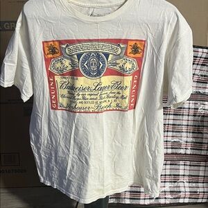 Budweiser White and Red Short Sleeve Tee